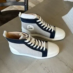 Christian Louboutin Louis orlato high top white navy sneaker trainer sz 44.5 Christian Louboutin | Shoes | Christian Louboutin Louis  main image 2